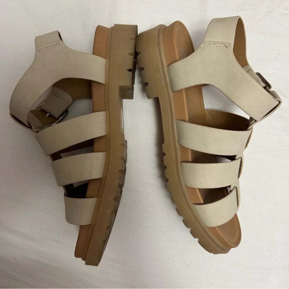 SODA (7) fisherman cream ivory platform buckle strap chunky heel sandal